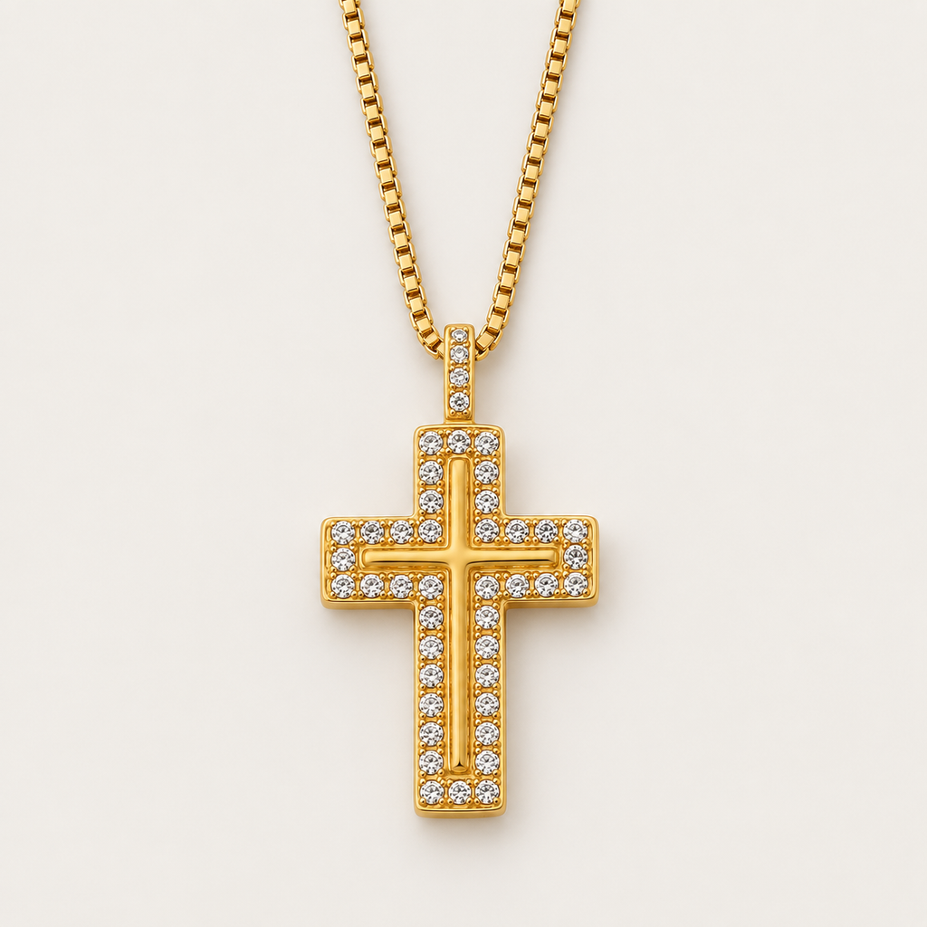 Elegante Zirkon-Kreuz-Halskette