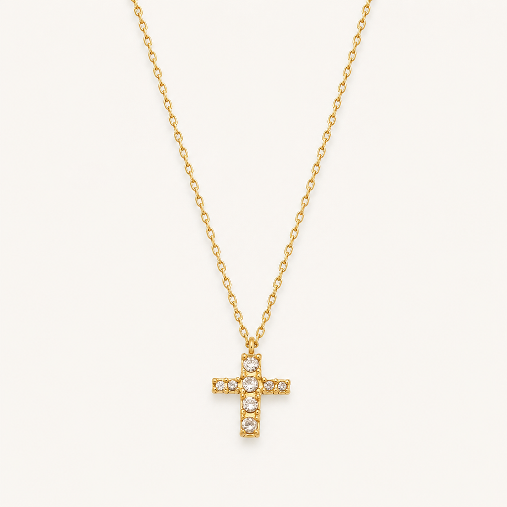 Elegante Zirkon-Kreuz-Halskette