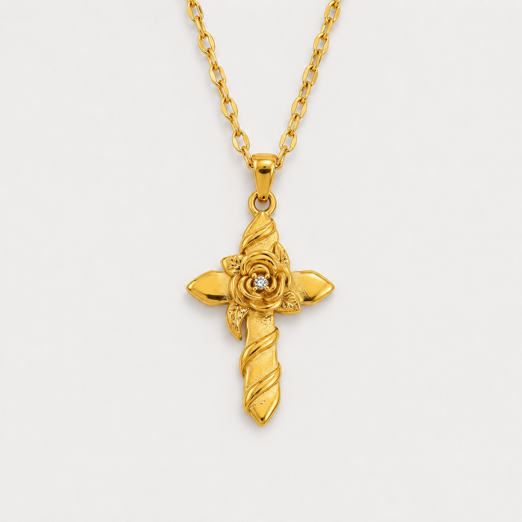 Elegante Zirkon-Kreuz-Halskette