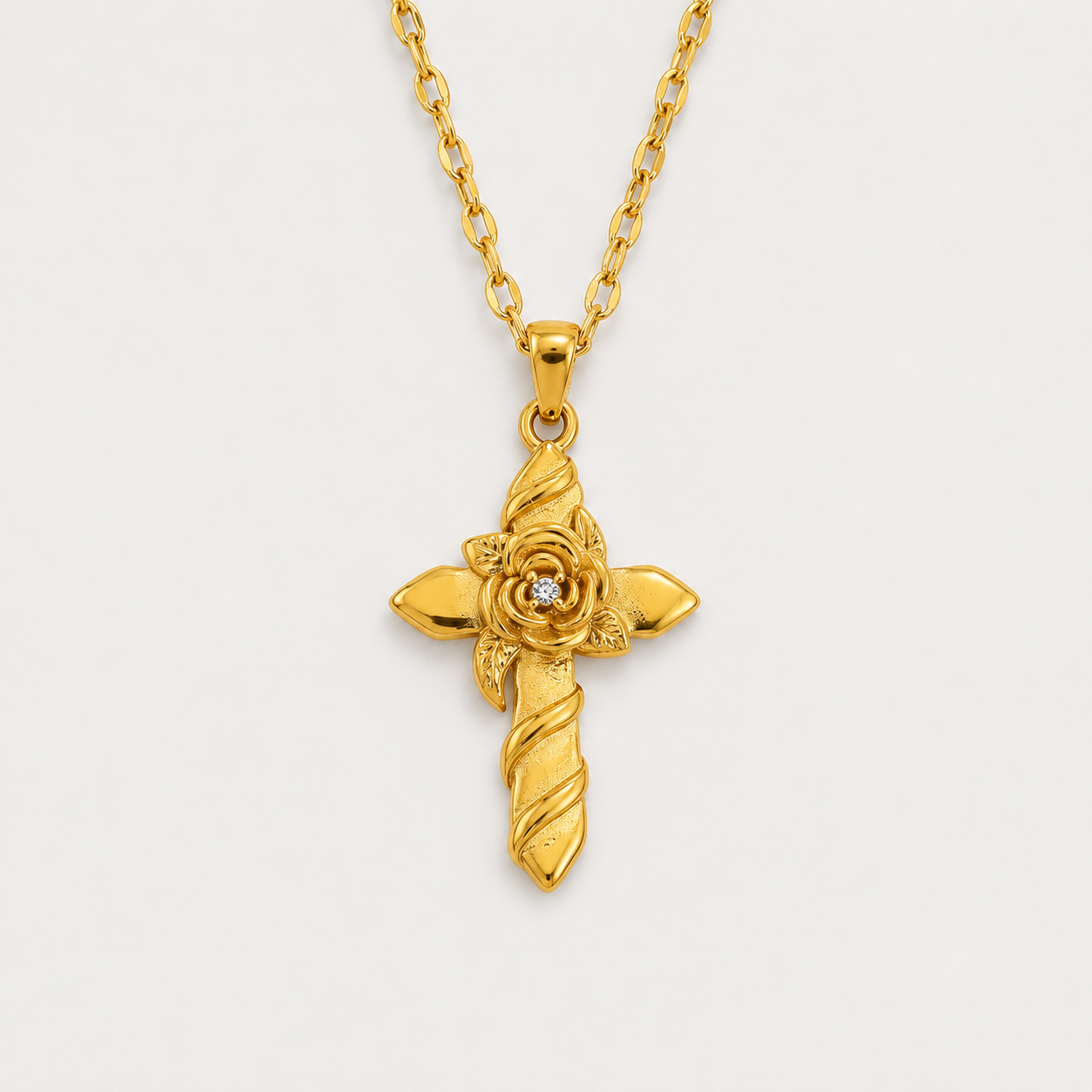 Elegante Zirkon-Kreuz-Halskette