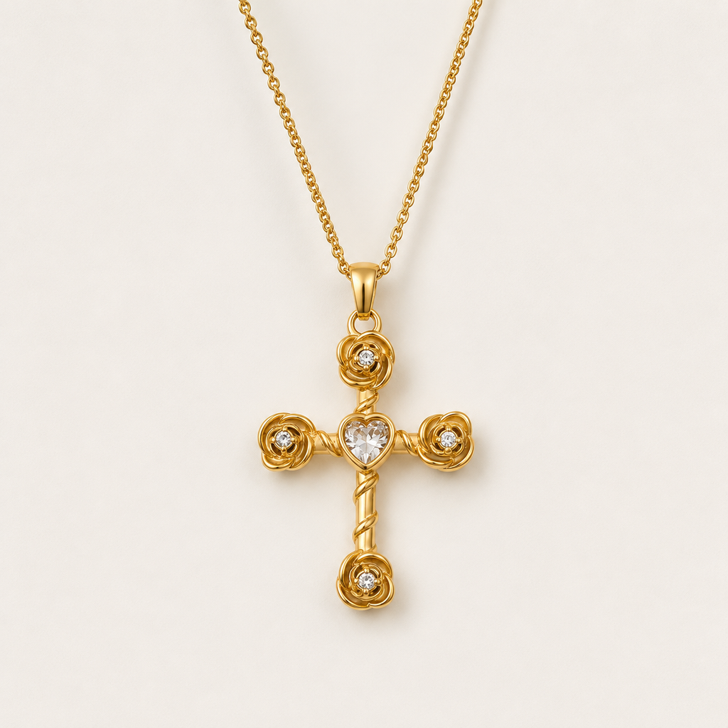 Elegante Zirkon-Kreuz-Halskette
