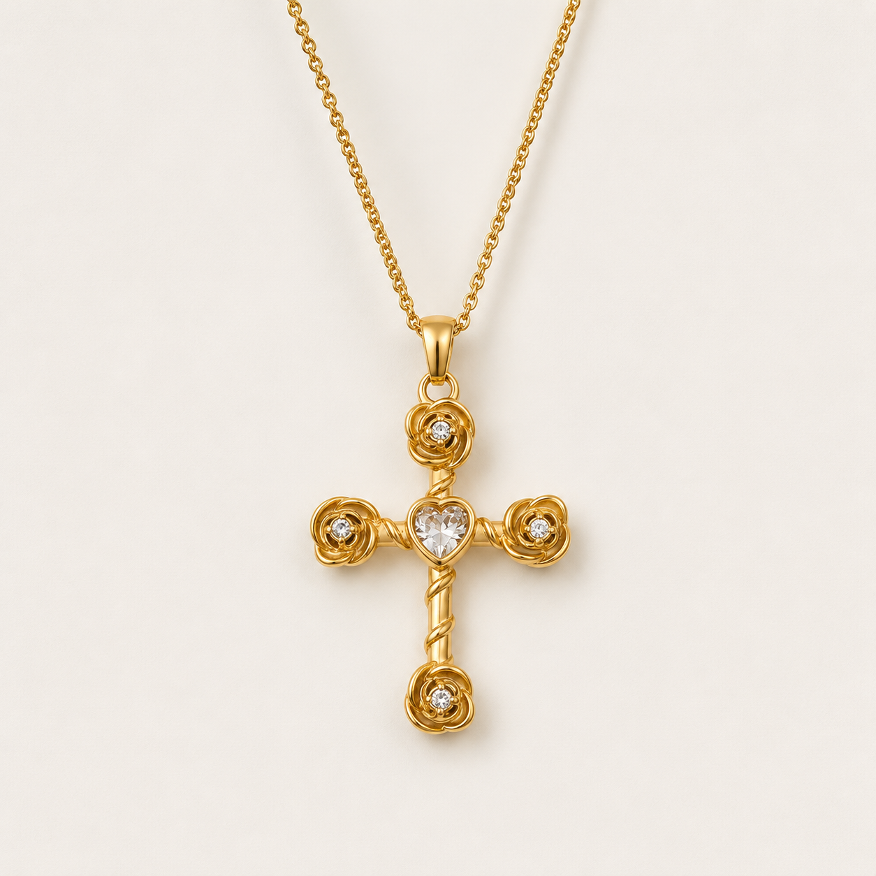 Elegante Zirkon-Kreuz-Halskette