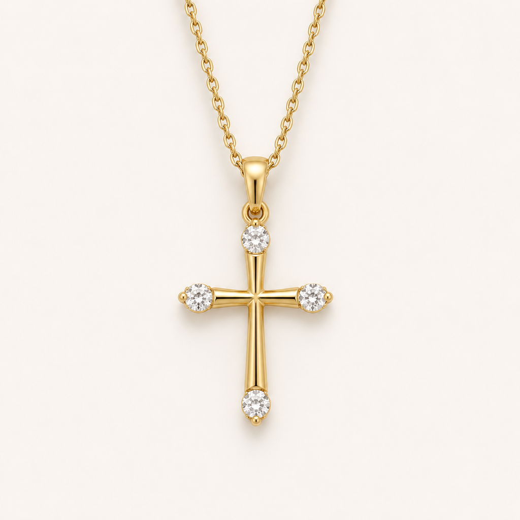Elegante Zirkon-Kreuz-Halskette