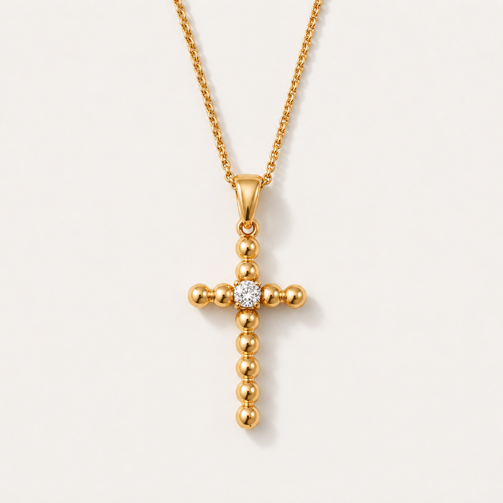 Elegante Zirkon-Kreuz-Halskette