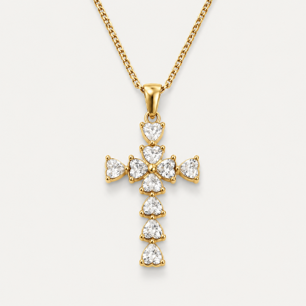 Elegante Zirkon-Kreuz-Halskette