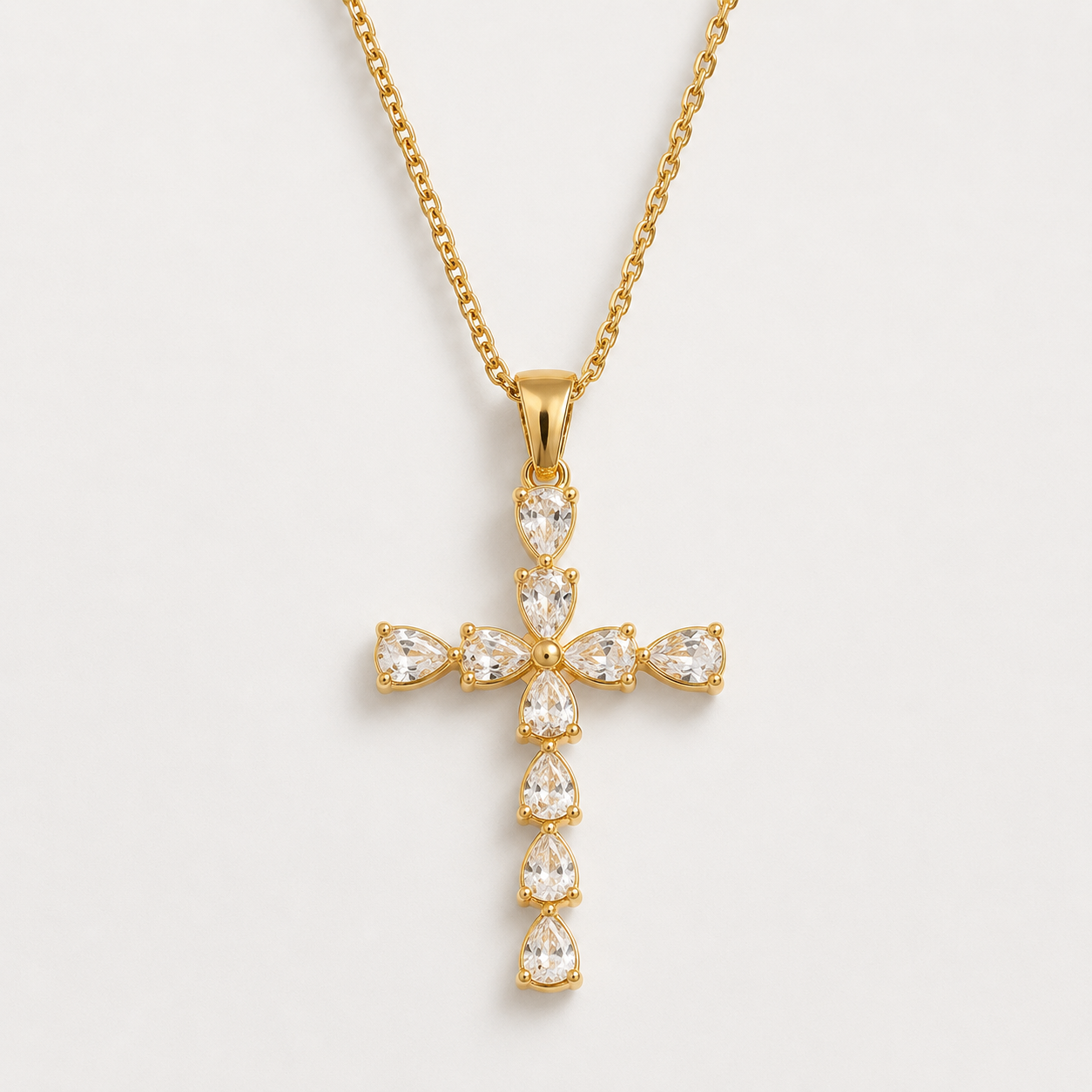 Elegante Zirkon-Kreuz-Halskette