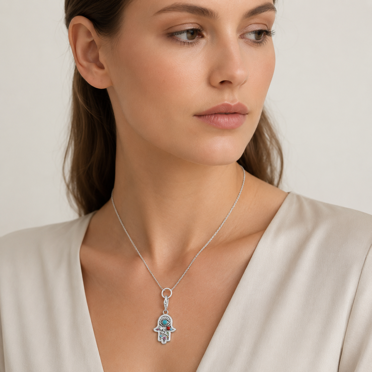 925er Silber Fatima Hand Kette