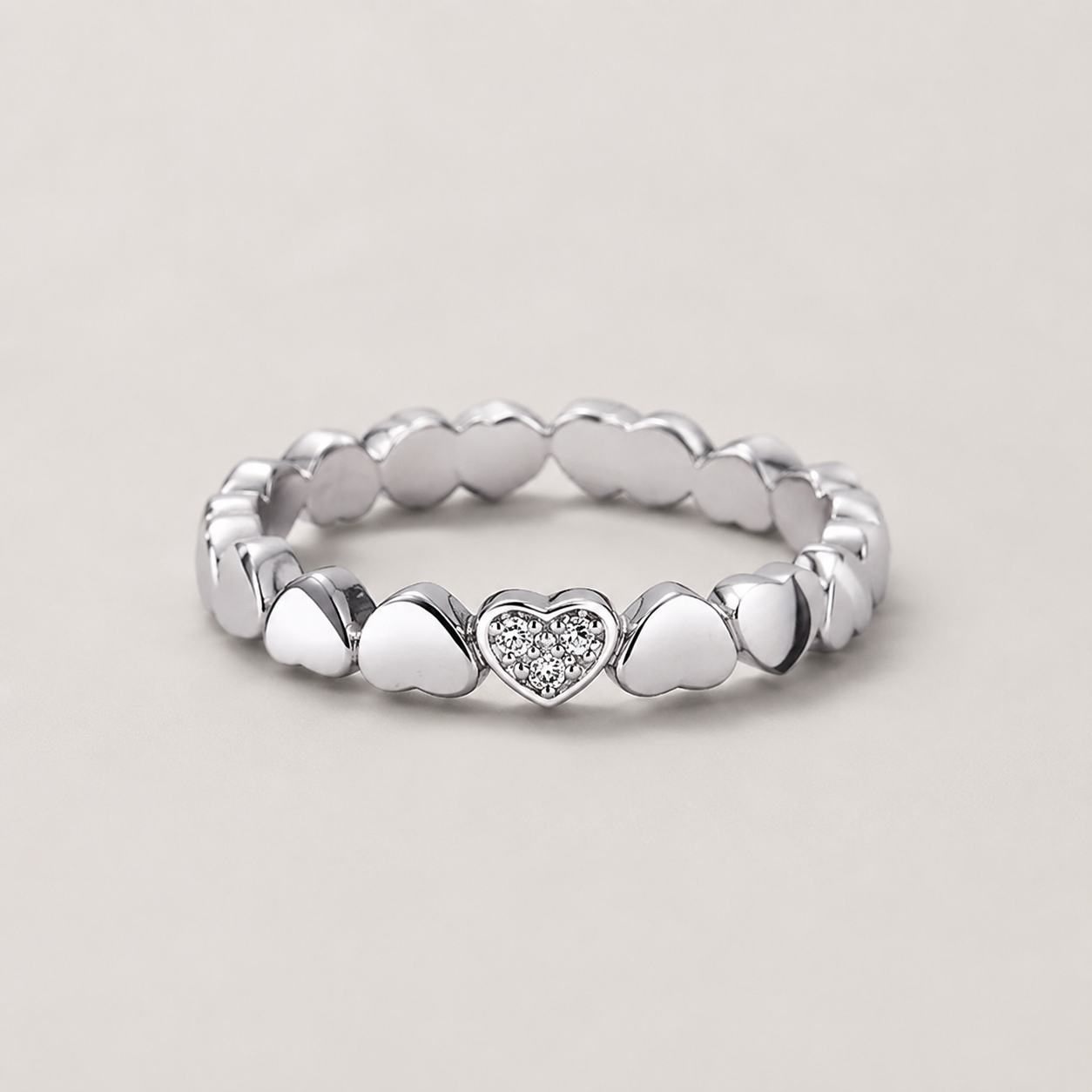 Herzring aus Sterlingsilber 925 mit Zirkonia