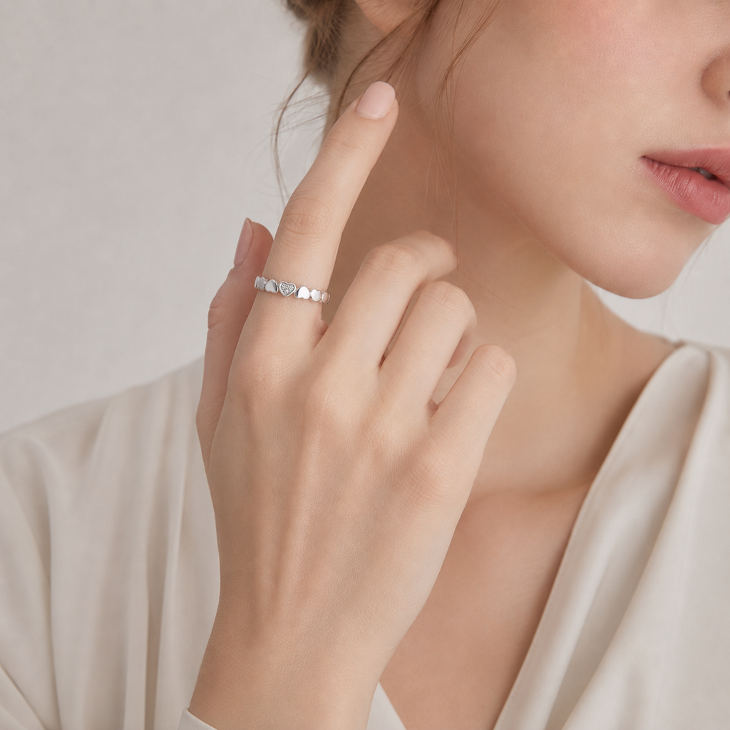 Herzring aus Sterlingsilber 925 mit Zirkonia