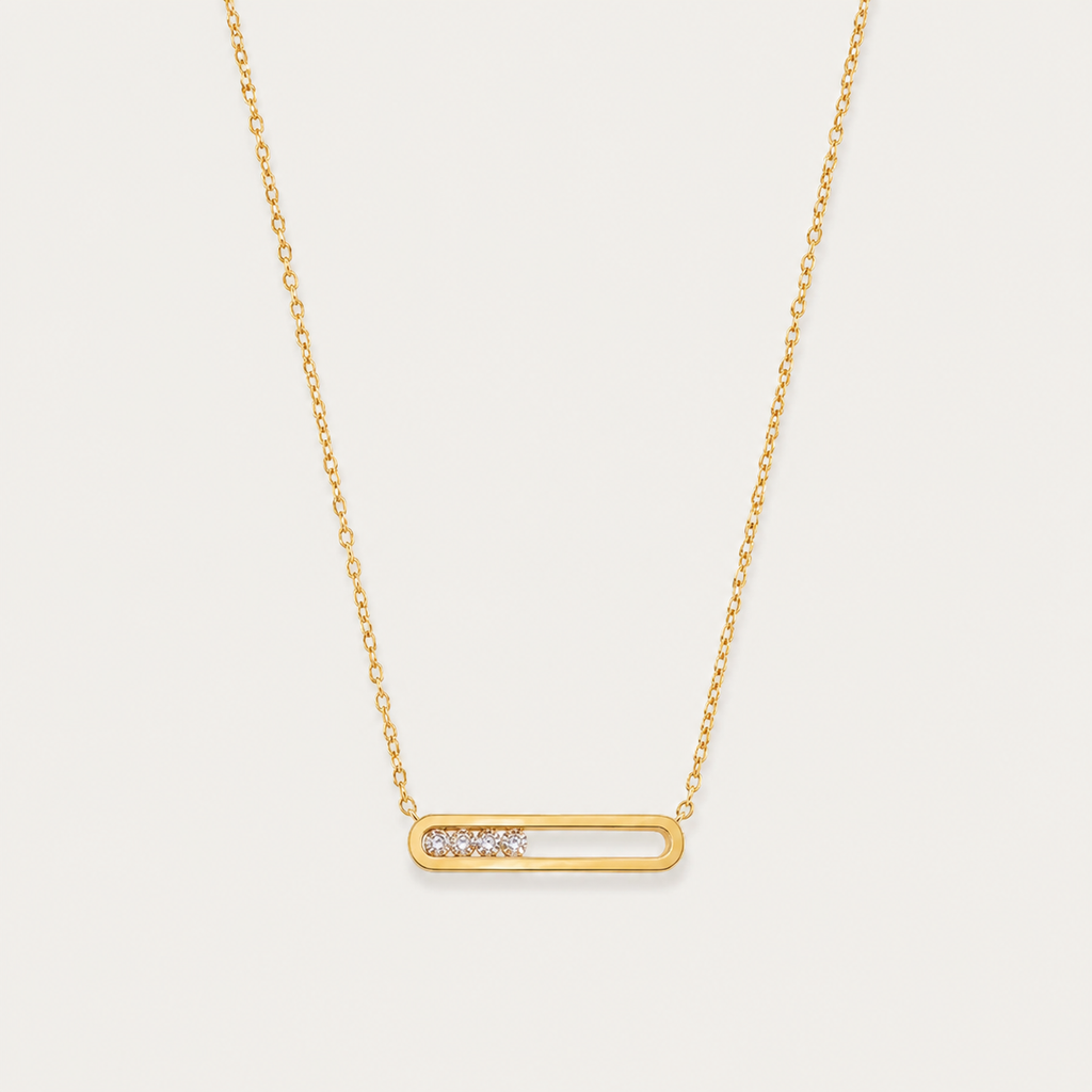 Modern Sliding Zirconia Bar Necklace