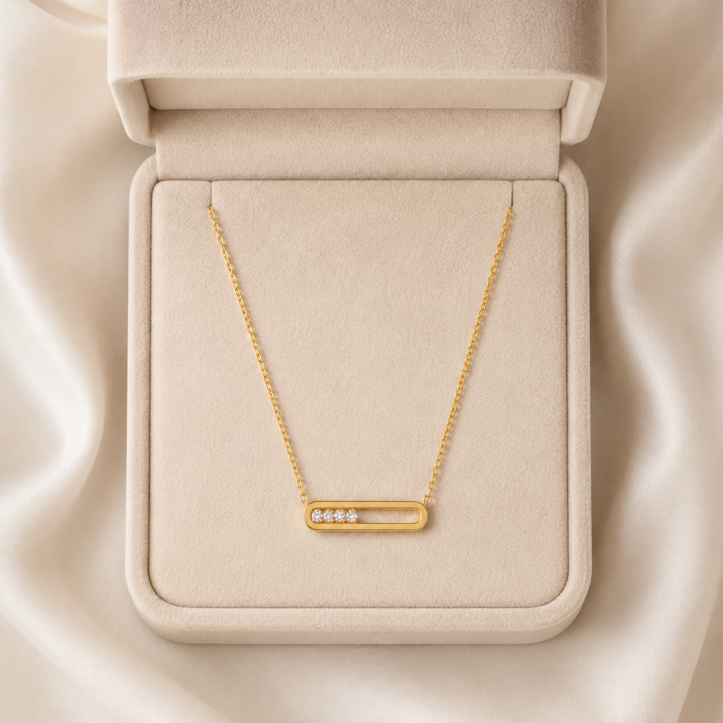Modern Sliding Zirconia Bar Necklace