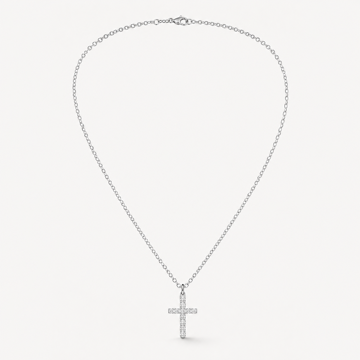 Lumière Cross Necklace — Gold-Tone Steel & Cubic Zirconia