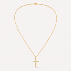 Lumière Cross Necklace — Gold-Tone Steel & Cubic Zirconia
