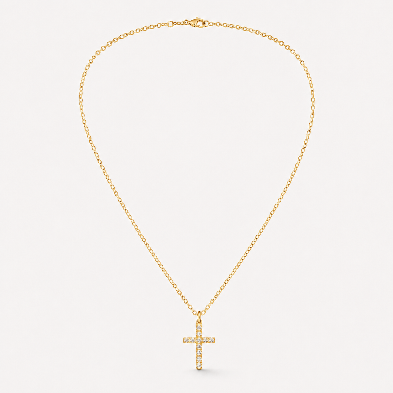 Lumière Cross Necklace — Gold-Tone Steel & Cubic Zirconia