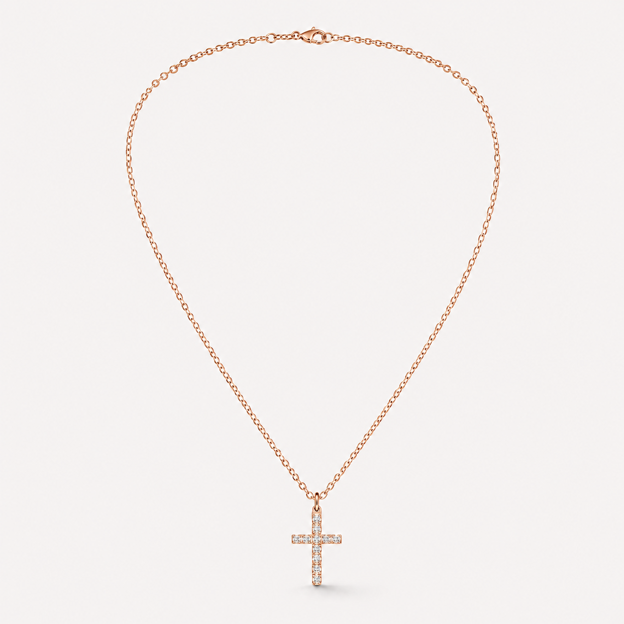 Lumière Cross Necklace — Gold-Tone Steel & Cubic Zirconia