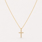 Lumière Cross Necklace — Gold-Tone Steel & Cubic Zirconia