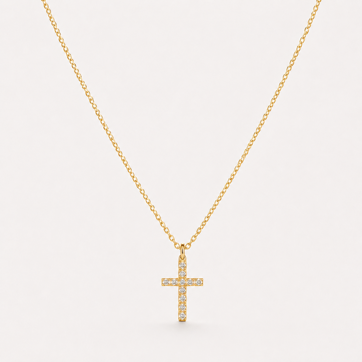 Lumière Cross Necklace — Gold-Tone Steel & Cubic Zirconia