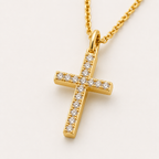Lumière Cross Necklace — Gold-Tone Steel & Cubic Zirconia