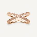 Élan Cross Pavé Ring in 925 Sterling Silve