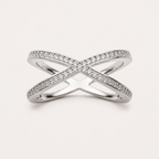 Élan Cross Pavé Ring in 925 Sterling Silve