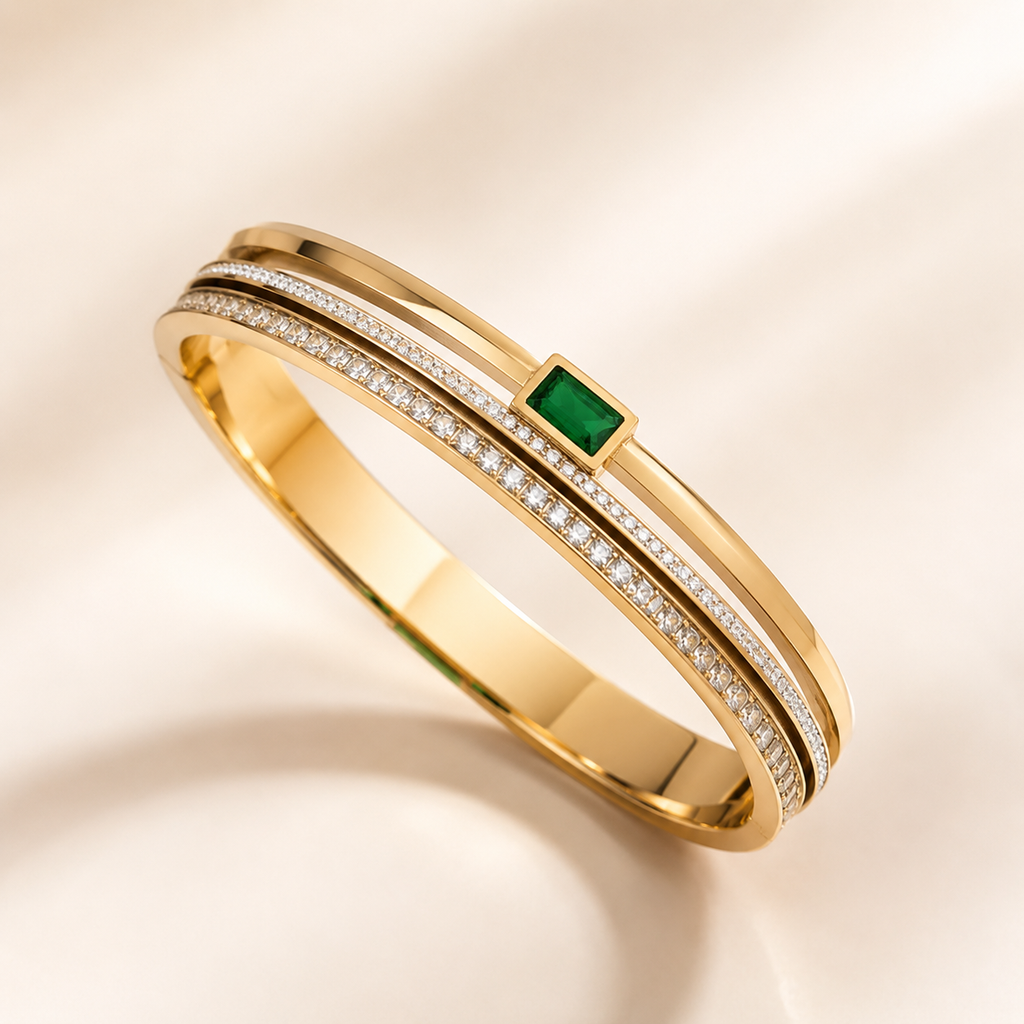 Gold Stainless Steel Zirconia Bracelet