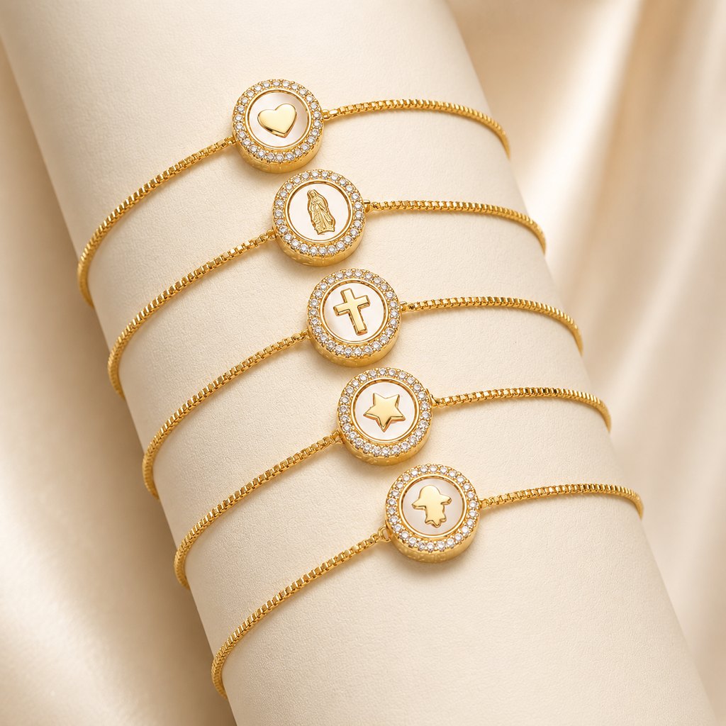 Gold Copper Bracelet with Zirconia