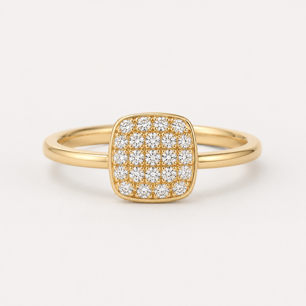 925 Sterling Silver Starry Square Zircon Ring