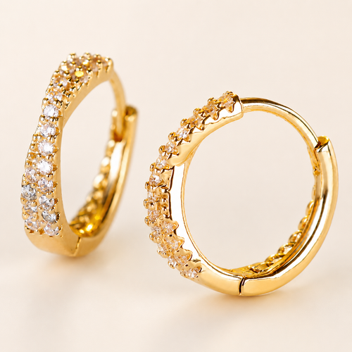 Croisé Zirconia Hoop Earrings