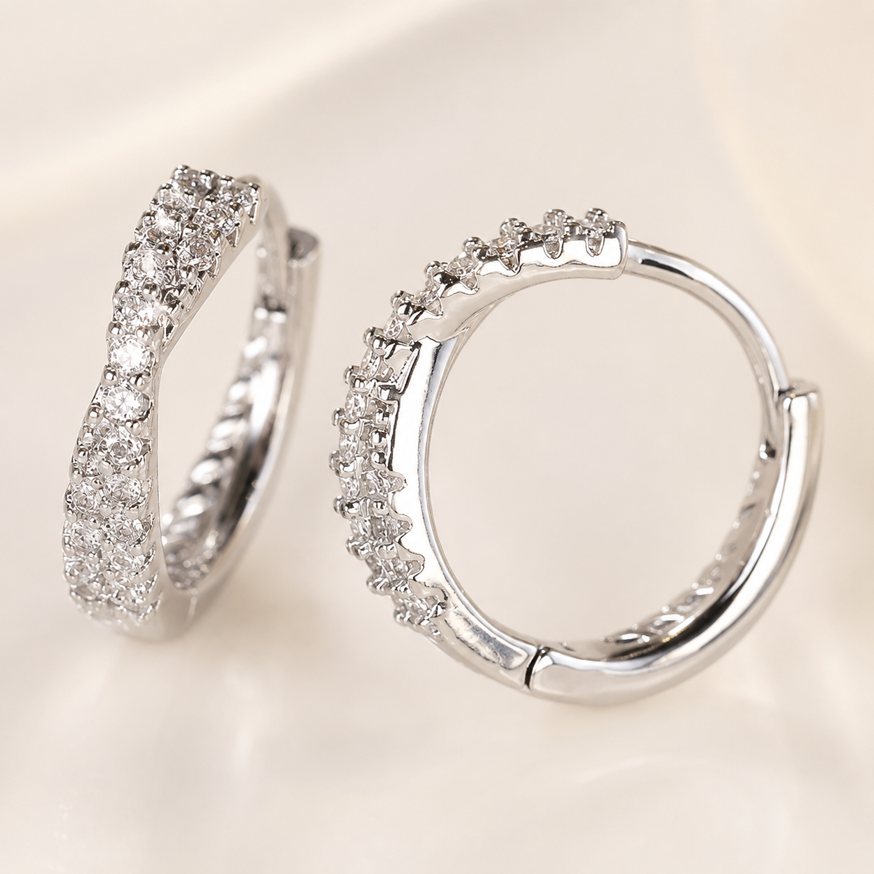 Croisé Zirconia Hoop Earrings