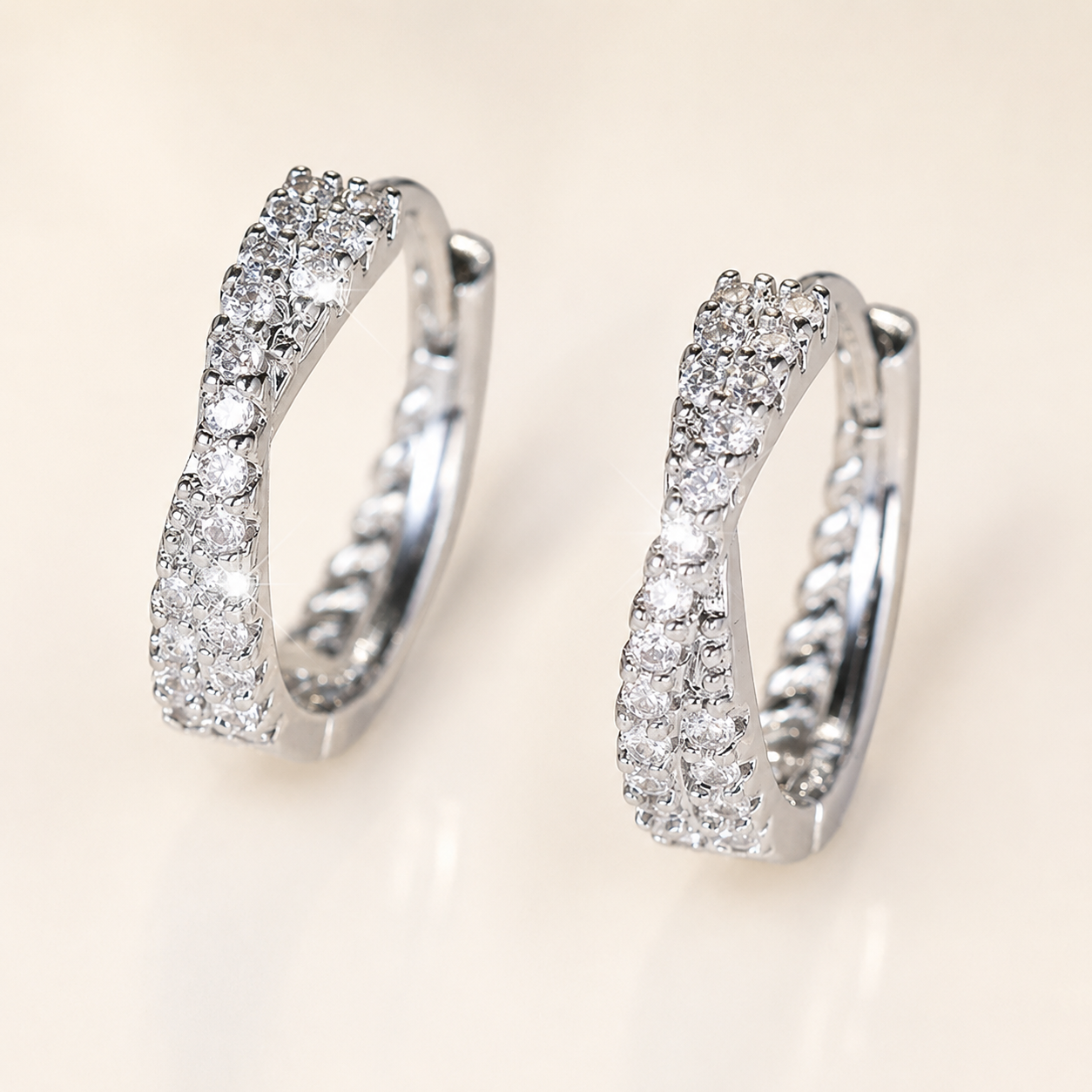 Croisé Zirconia Hoop Earrings