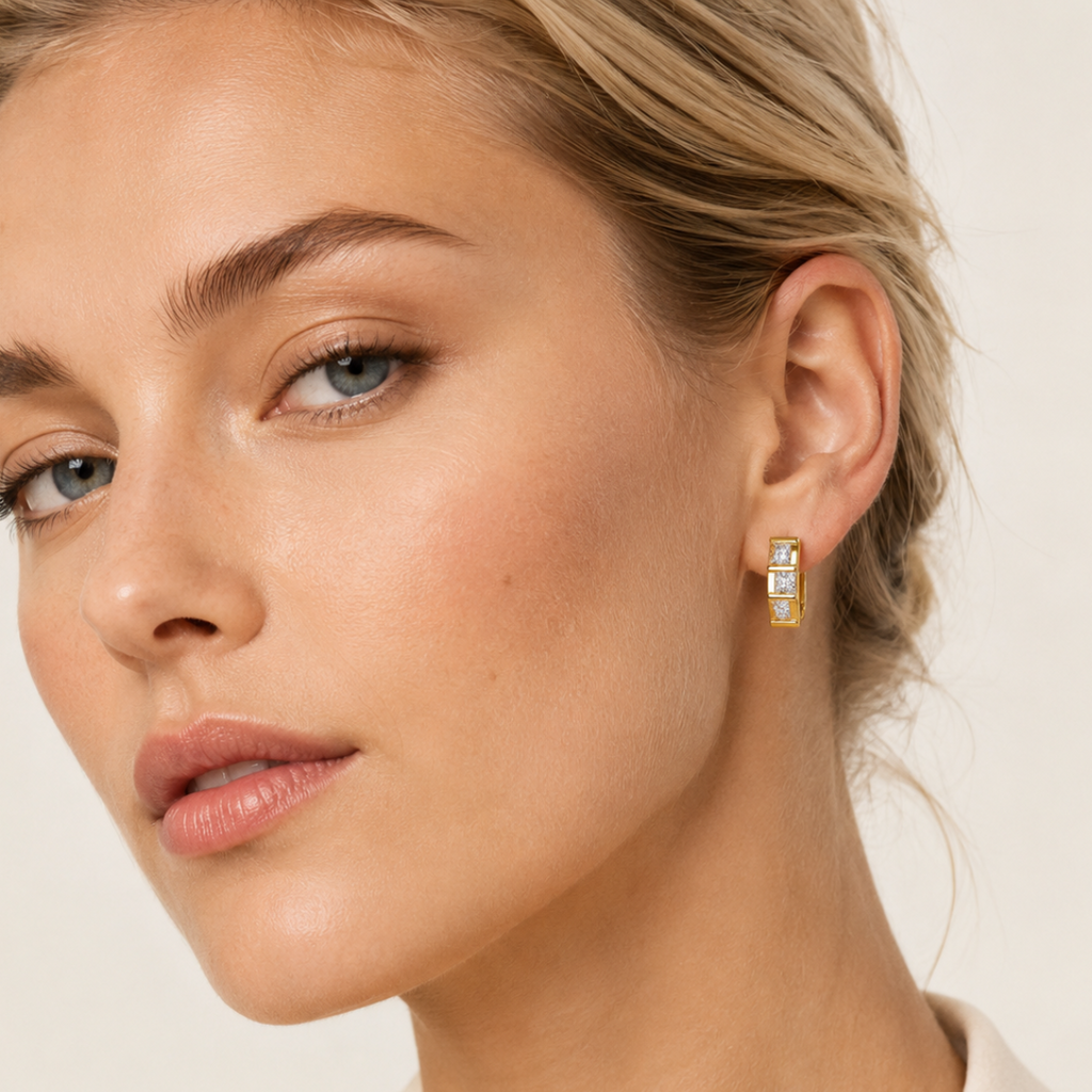 Sterling Silver Cœur Stud Earrings
