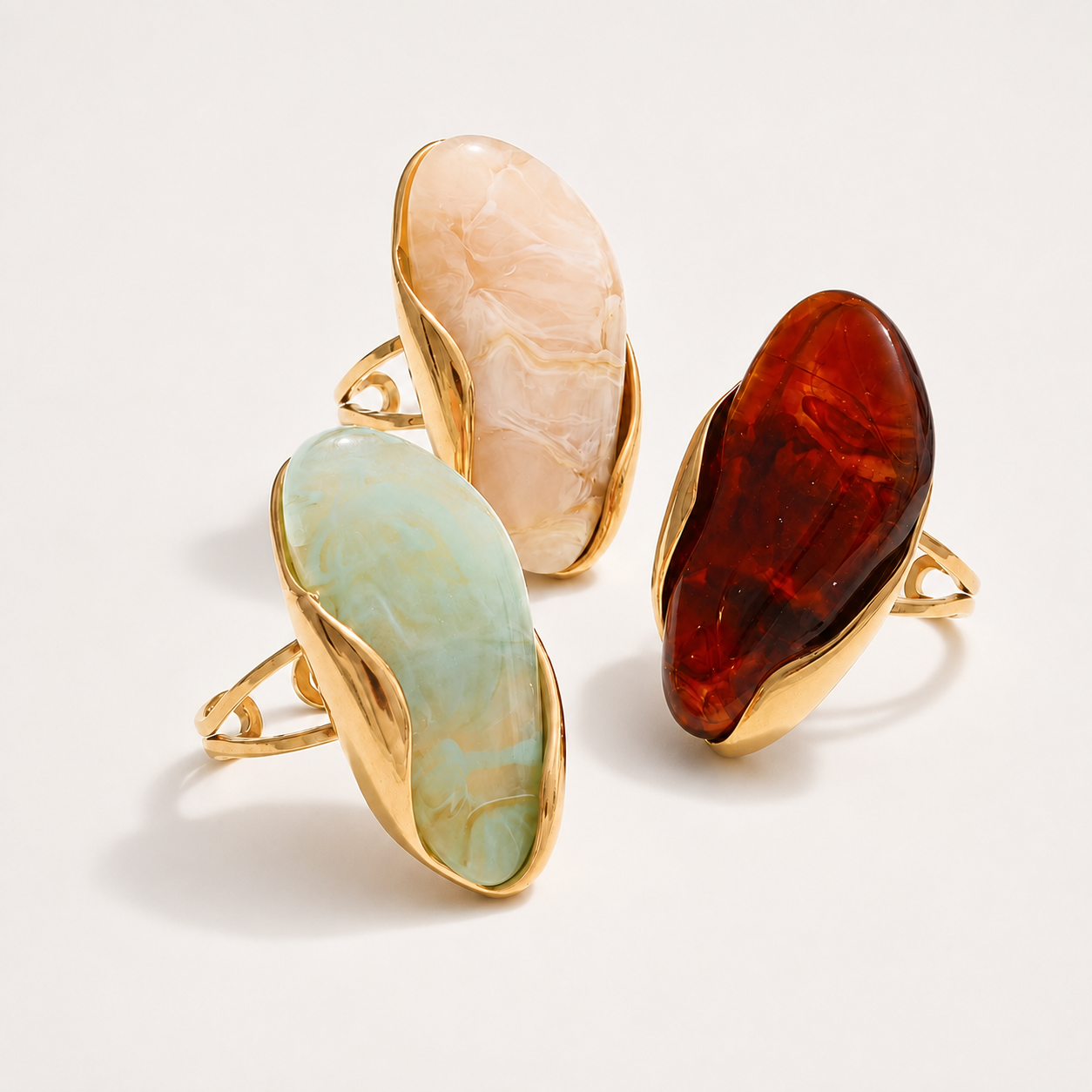 18k Gold Plated Stainless Steel Ring with Resin Detail