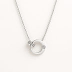 Stainless Steel Double Circle Zirconia Necklac