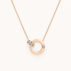 Stainless Steel Double Circle Zirconia Necklac