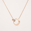 Stainless Steel Double Circle Zirconia Necklac