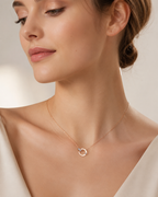Stainless Steel Double Circle Zirconia Necklac