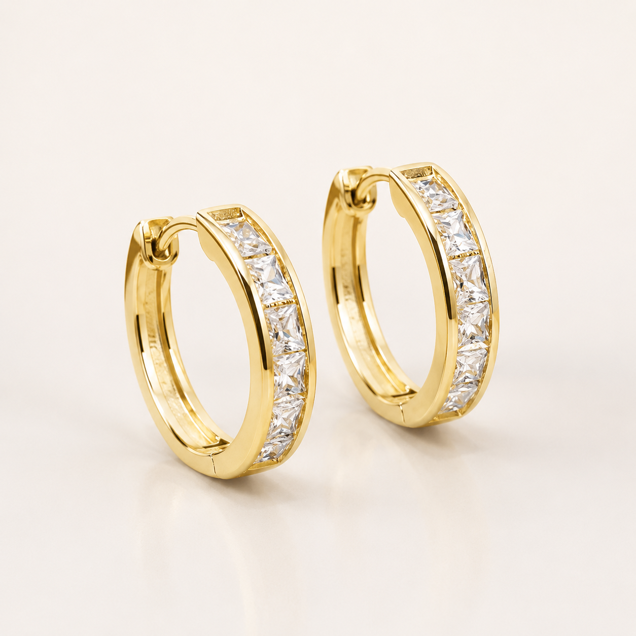 Gold Hoop Earrings with Cubic Zirconia