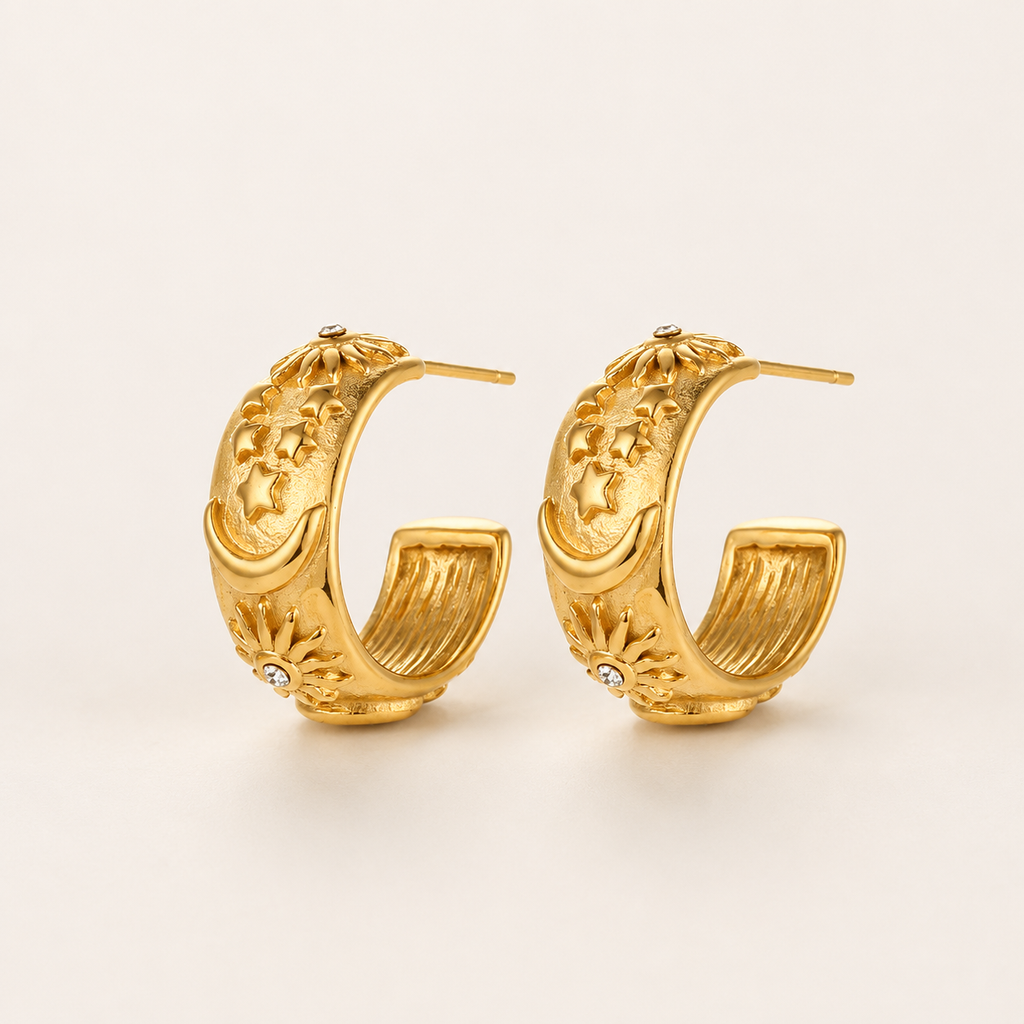 Celestial Charm Chunky Hoop Earrings