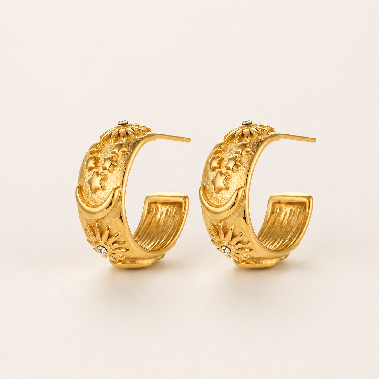 Celestial Charm Chunky Hoop Earrings