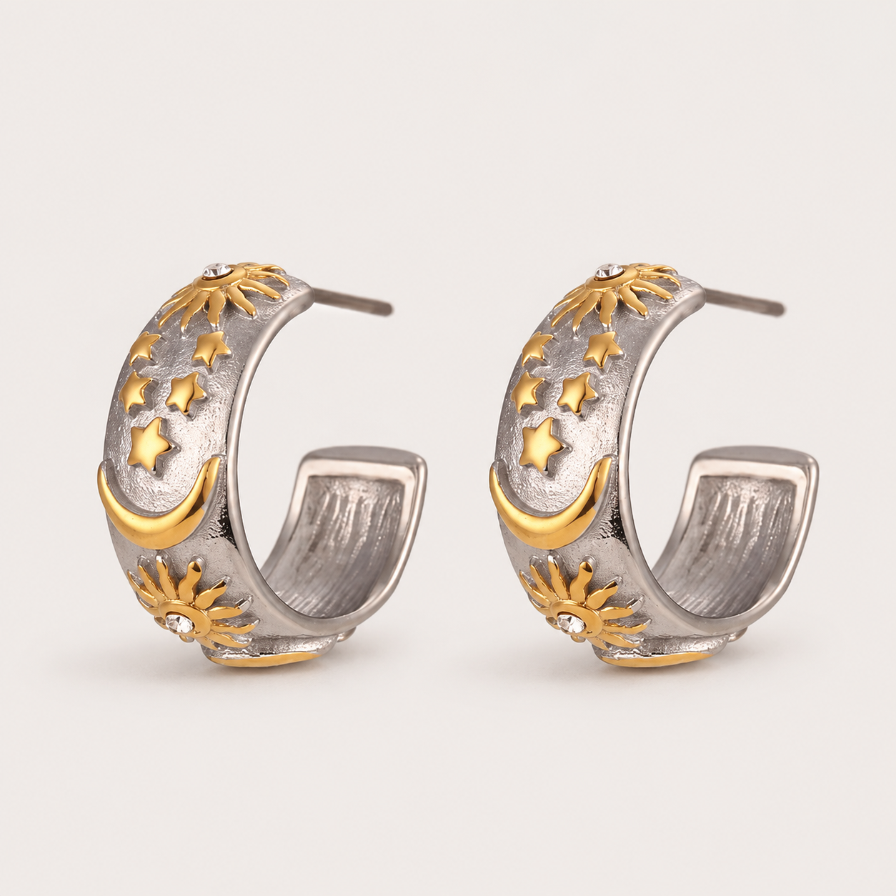 Celestial Charm Chunky Hoop Earrings