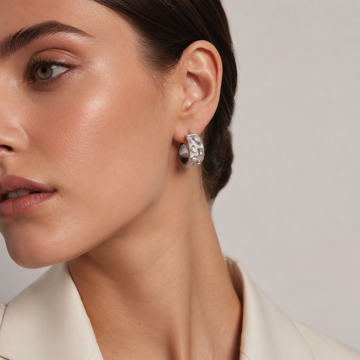 Elegant Pearl Hoop Earrings
