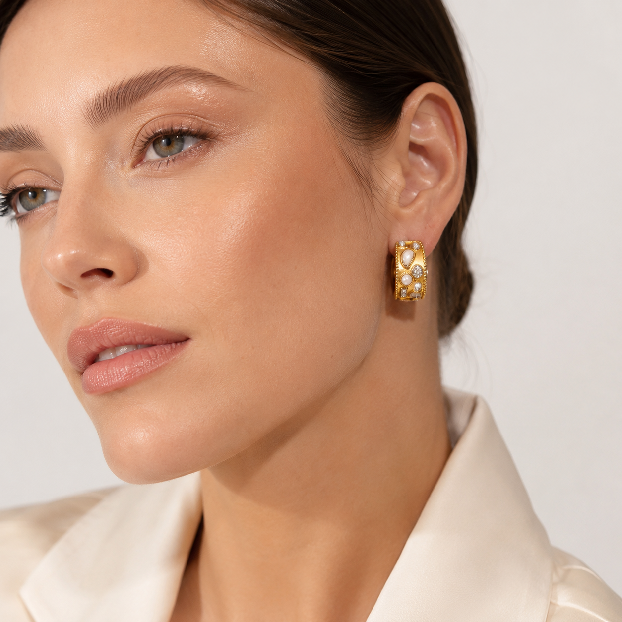 Elegant Pearl Hoop Earrings