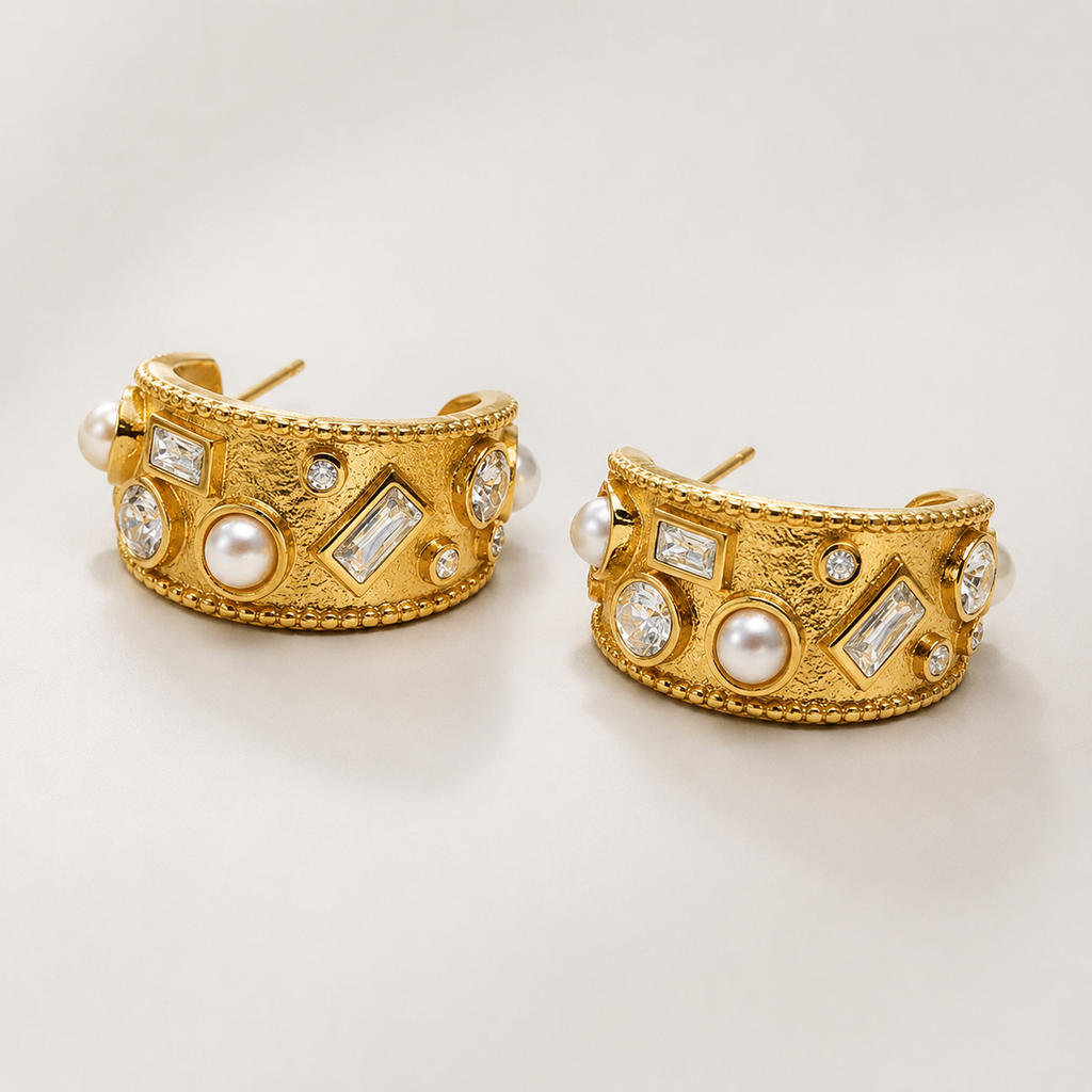 Elegante Perlenohrringe (Creolen)