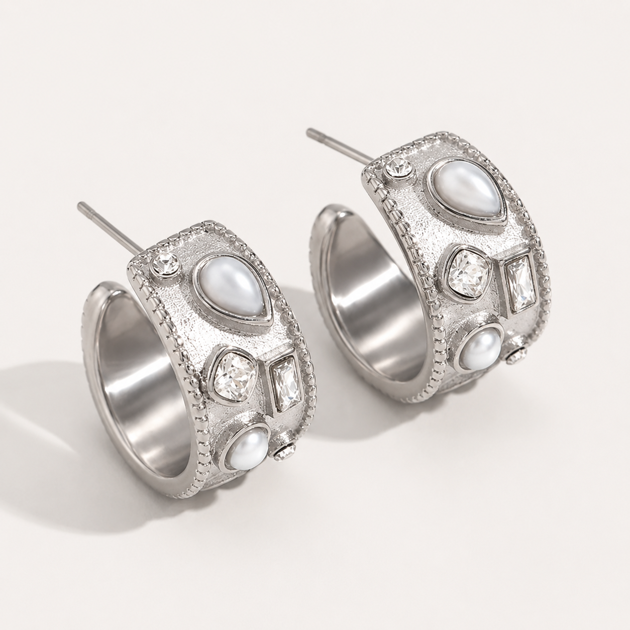 Elegant Pearl Hoop Earrings