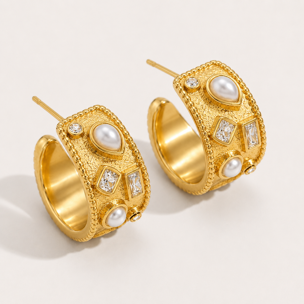 Elegante Perlenohrringe (Creolen)