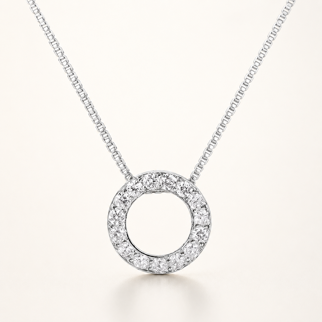 925 Sterling Silver Lumière Circle Zircon Necklace