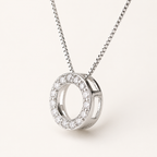 925 Sterling Silver Lumière Circle Zircon Necklace