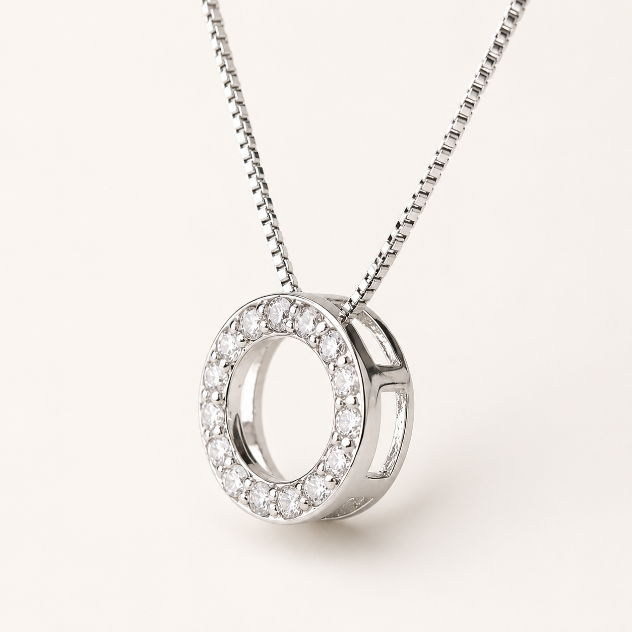 925 Sterling Silver Lumière Circle Zircon Necklace