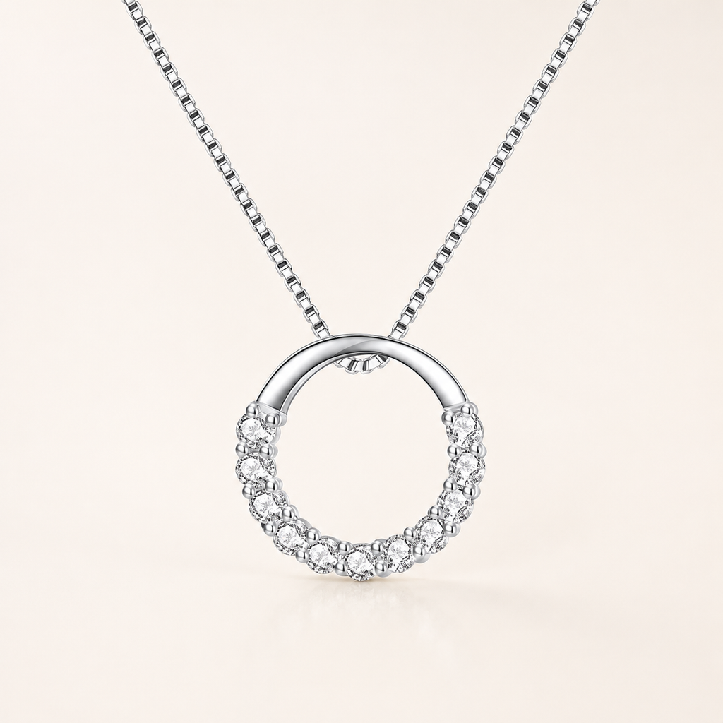 925 Sterling Silver Lumière Circle Zircon Necklace