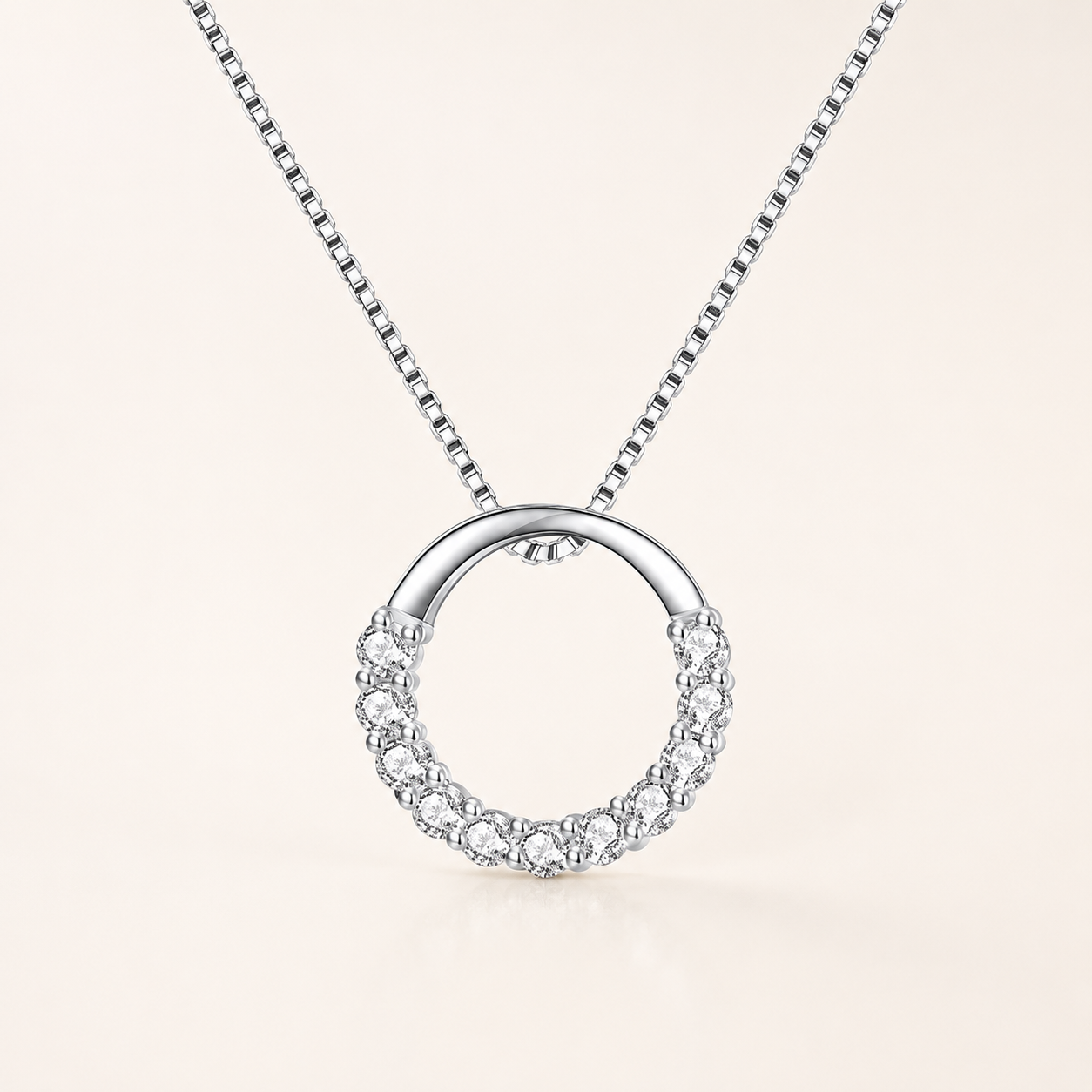 925 Sterling Silver Lumière Circle Zircon Necklace